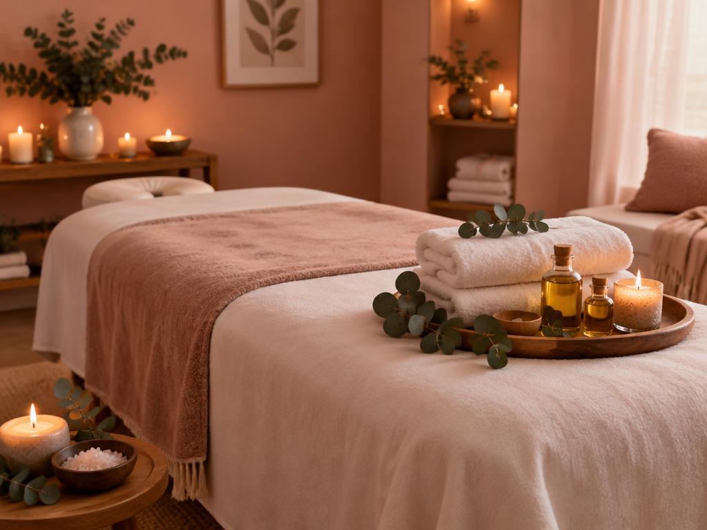 Aromatherapy full body massage suite with essential oils and candles at Jasmine Massage Services in Business Bay Dubai